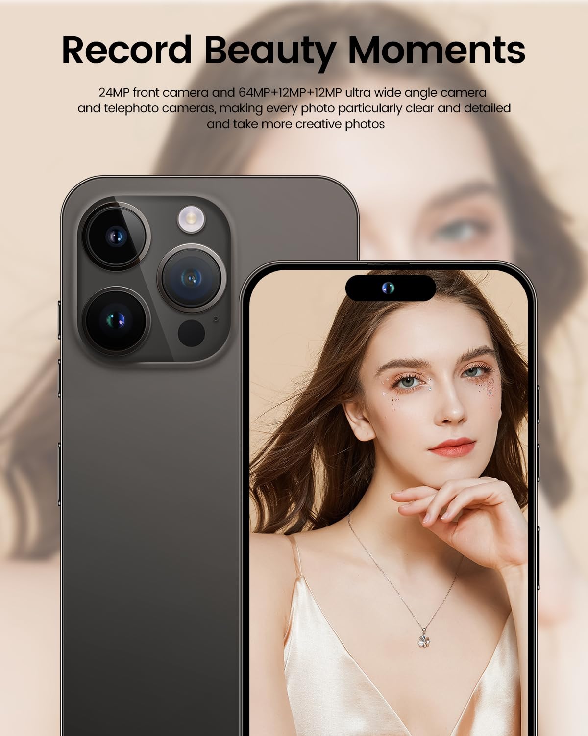 Echoamo A14 Pro Max Cell Phone, 5G Unlocked Smartphone 6GB+256GB Smartphone Android 13, 6000mAh Battery, 6.82