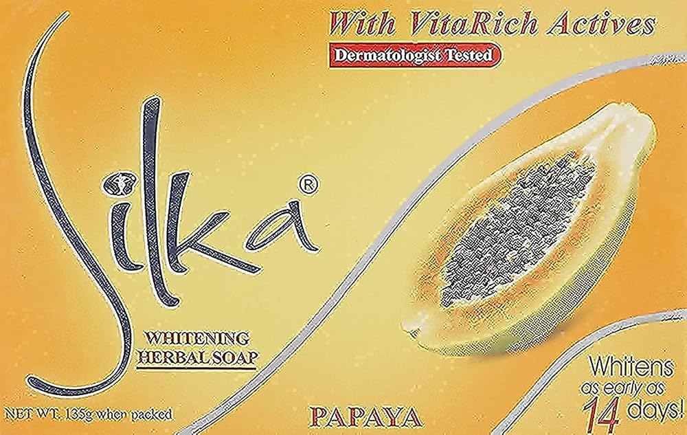 SILKA Whitening Herbal Papaya Soap with Vitamin E 135g - Natural Skin
