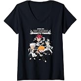 Women's Bleach Super Group Chibi Fight Pose Anime V-Neck T-Shirt