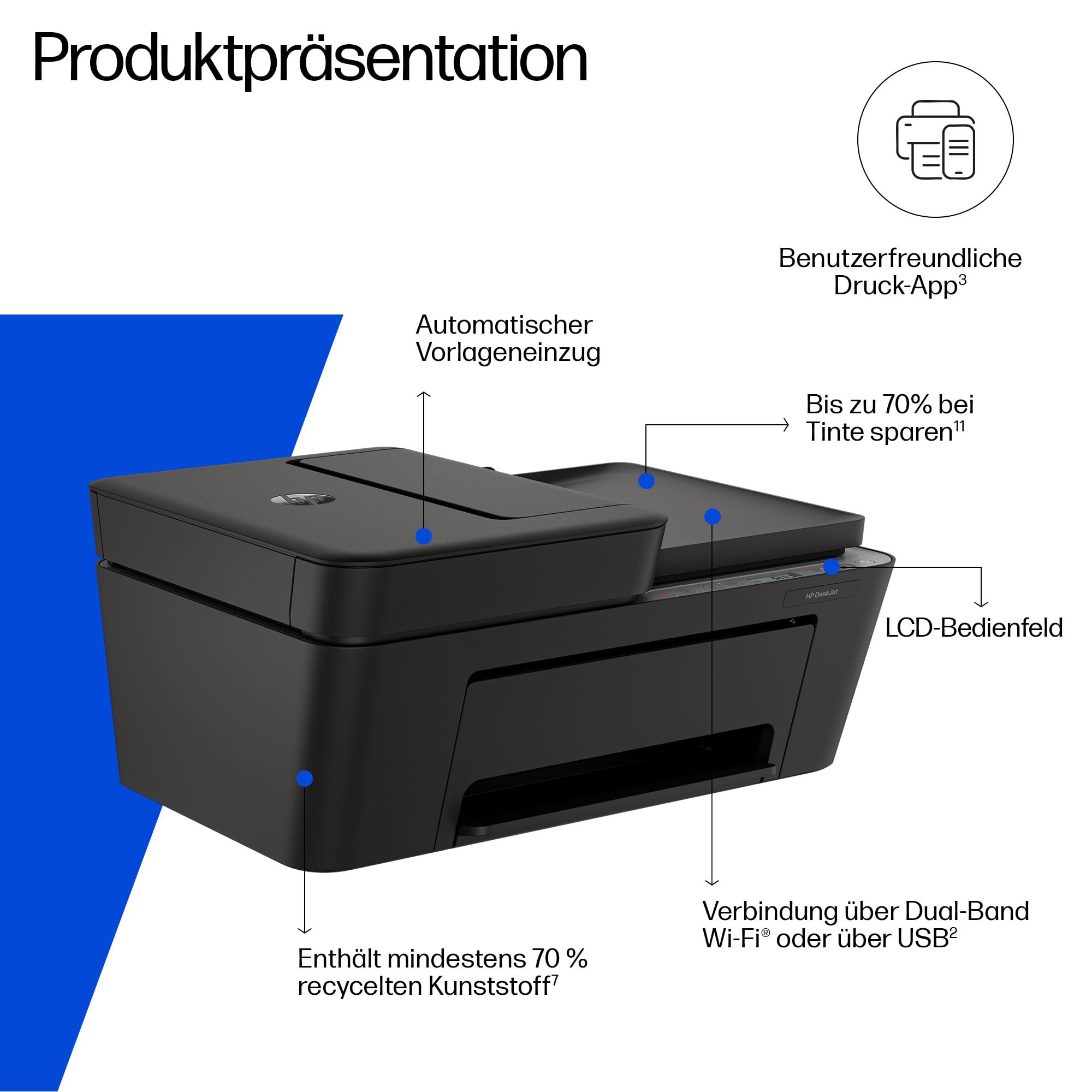 HP DeskJet 4320 Multifunktionsdrucker, 3 Monate gratis drucken Instant Ink inklusive, Drucker, Kopierer, Scanner, WLAN, Automatischer Vorlageneinzug, Tinte: 308/308e 6