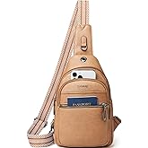 LATMAP Sling Bag For Women Faux Leather Small Casual Daypack Backpack Fanny Pack Crossbody Chest Bags Purse