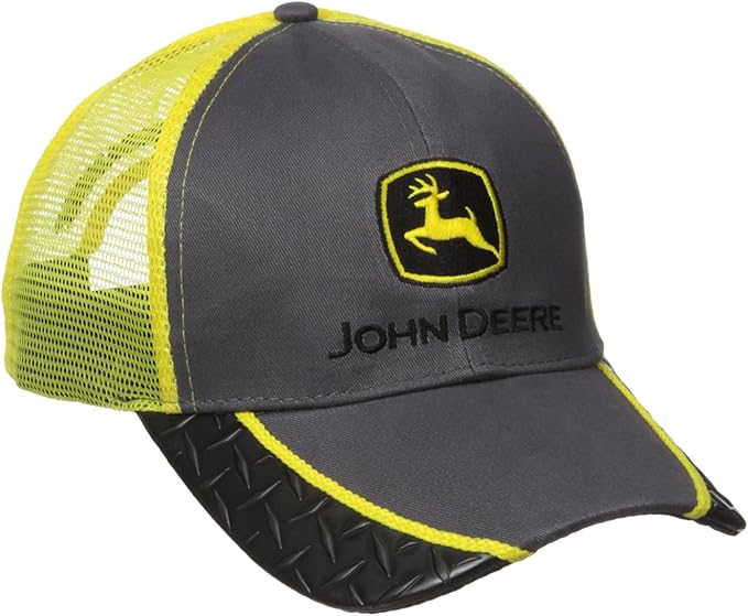 John Deere Construction Logo Diamond Plate Baseball Hat One Size