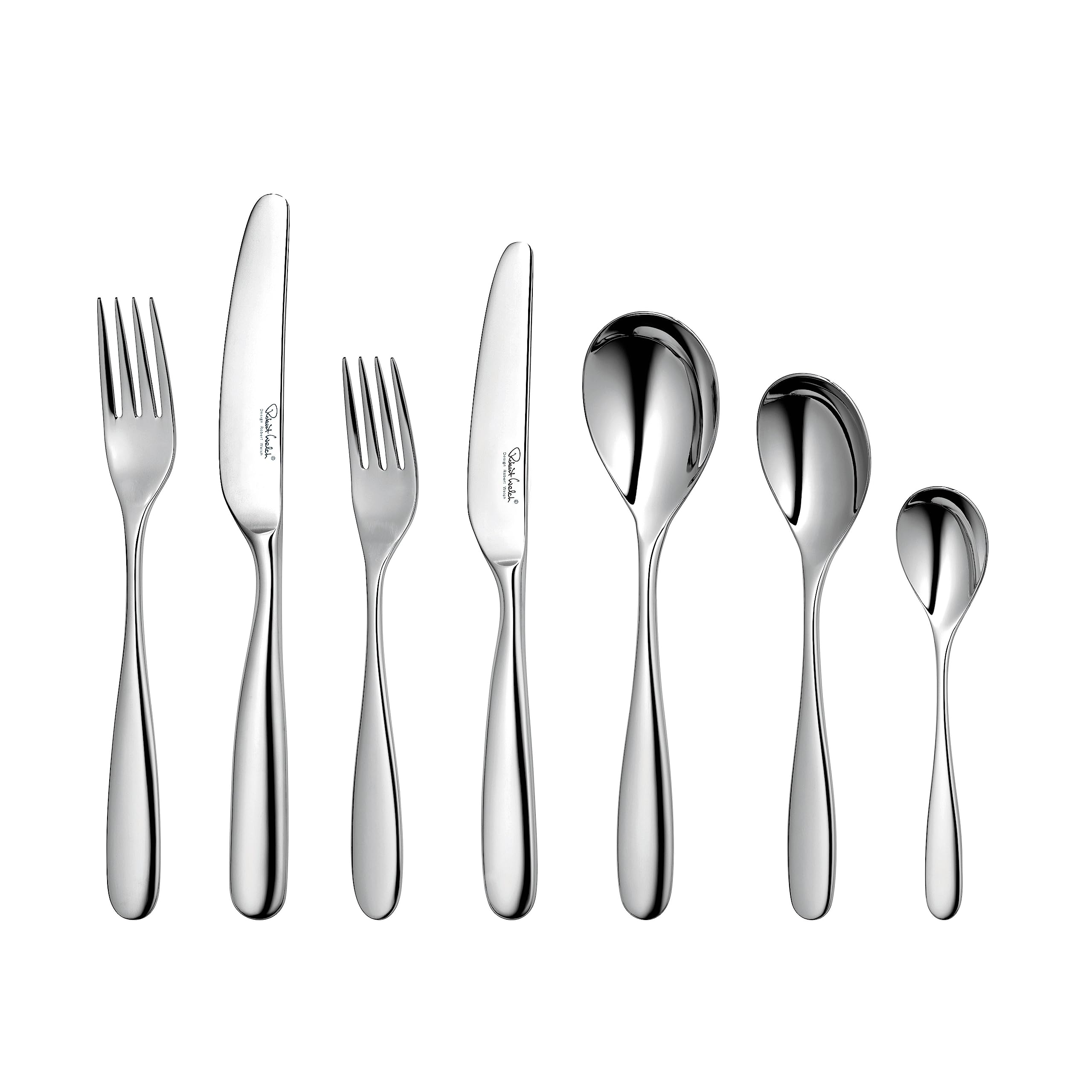 Robert Welch Stanton Bright, 7 Piece Cutlery Place Setting. Made from Stainless Steel. Dishwasher Safe.