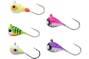ALICHINO Tungsten Ice Fishing Jig Set Ice Fishing Lures, Max Sensitive Tungsten Tear Drop Ice Jig Head Hook for Panfish, Crappie, Walleye, Perch, Trout, Bluegill