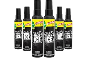LITTLE TREES Car Air Freshener | Spray Provides a Long-Lasting Scent for Auto or Home | On-the-go Freshness | Black Ice, 6 Air Fresheners