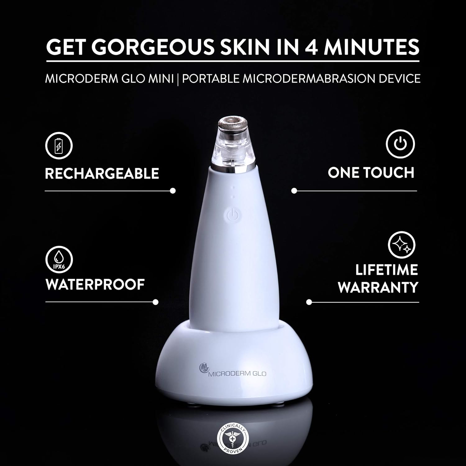 Microderm GLO MINI Diamond Microdermabrasion and Suction Tool - Best Pore Vacuum for Skin Toning - #1 Advanced Facial Treatment Machine - Promotes Collagen Production for Tone, Bright & Clear Skin: Beauty