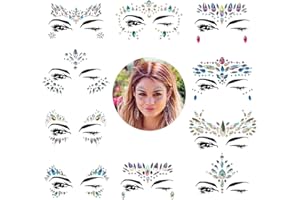 YRYM HT Mermaid Face Jewels Rhinestones Temporary Crystal Stickers Decorations Fit for Parties (10 Sets)