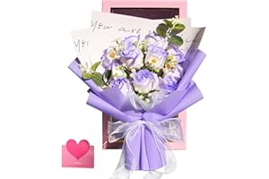 RIDDSEE Preserved Flowers Bouquet, Roses Bouquet with Gift Box Artificial Forever Flowers Soap Flower Soap Rose Gifts for Wife Girls Valentines Day Mothers Day Anniversary Birthday Christmas -Purple