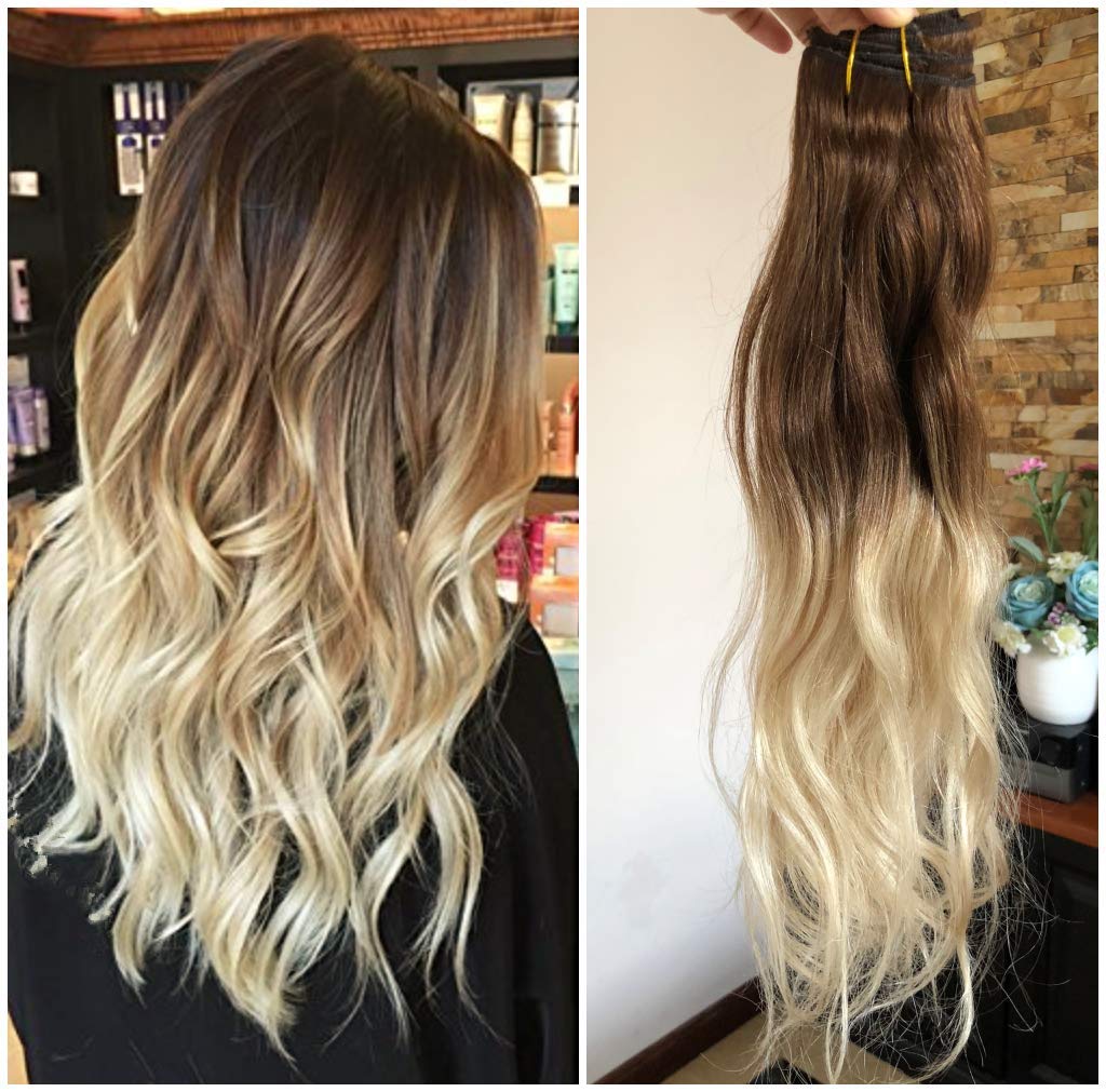 Amazon Com 16 Curly Wavy Full Head Ombre Real Clip In Human