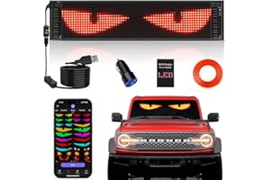 Rayhome Upgrade Synchronize Multiple Devil Eyes Light, 15''x4'' Full Color Big Eye Flex Signs for Windshield, Programmable LED Display for Car, Scrolling Led Light Sign for Car Window