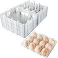 Plastic Egg Cartons Bulk, 48 Packs Egg Cartons Clear Plastic Egg Carton Holds Up to 12 Eggs, Reusable Chicken Egg Tray Holders for Family Pasture Chicken Farm, Business Market Display