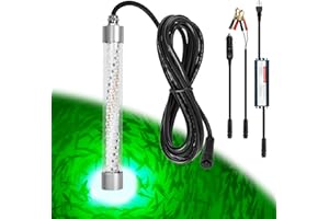 XXK Underwater Fishing Light 100W / 200W Fish Attracting Light for Boat Docks Kayaks at Night, Submersible Green Light for Crappie Snook Squid Bait Catfish (16.4ft / 33ft Cord)