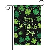 Louise Maelys Happy St Patrick's Day Garden Flag Clover Shamrock Welcome 12x18 Inch Double Sided Small Burlap Spring Holiday Yard Outdoor Outside House Decor