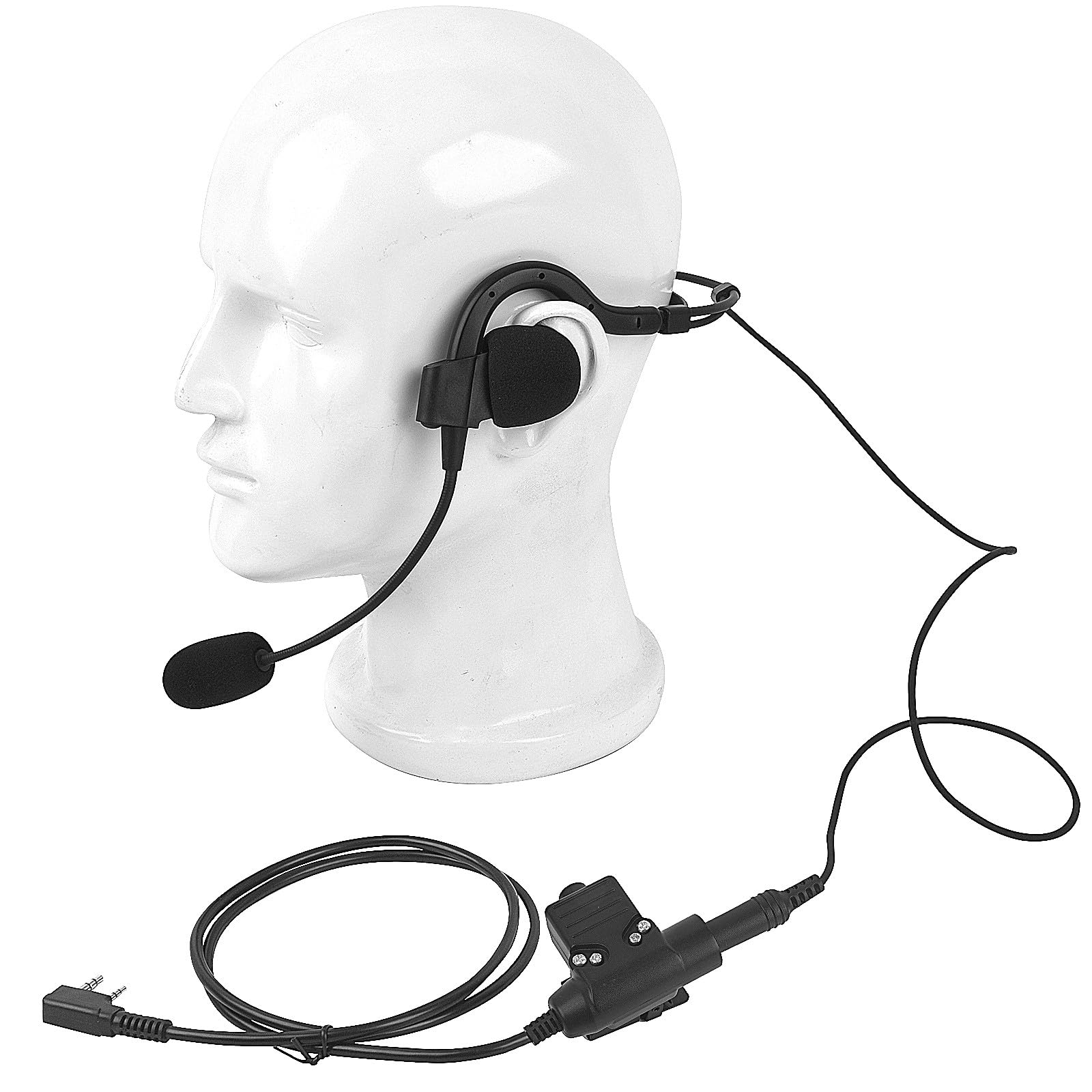 Photo 1 of Pdflie Walkie Talkie Earpiece Behind The Head Over Ear Radio Headset Headphone with Boom Mic U94 PTT Compatible for Baofeng Kenwood UV-5R BF-F8HP 888S