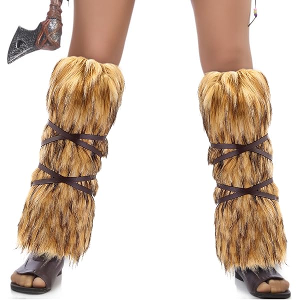 VALICLUD Calentadores De Piernas Vikingos De Piel Sintética - Accesorios Con Elásticos Para Halloween Y Cosplay Unisex