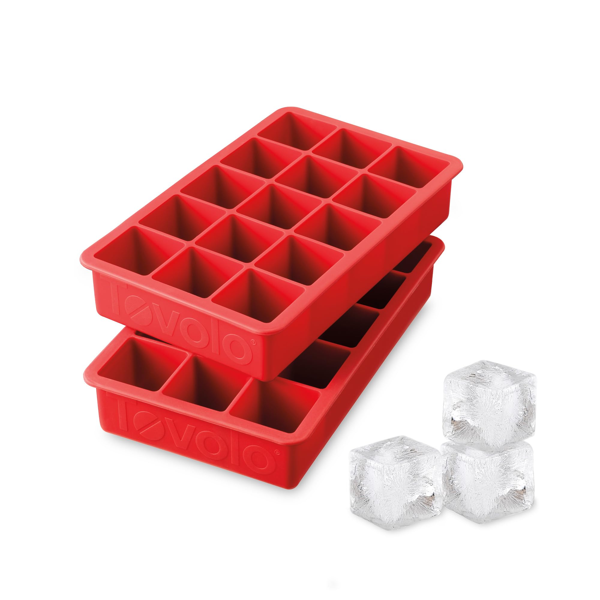 Tovolo 81-9516 Perfect Ice Mold Freezer Tray of 1.25-Inch Cubes for Whiskey, Bourbon, Spirits & Liquor, BPA-Free Silicone, Fade Resistant, Candy Apple