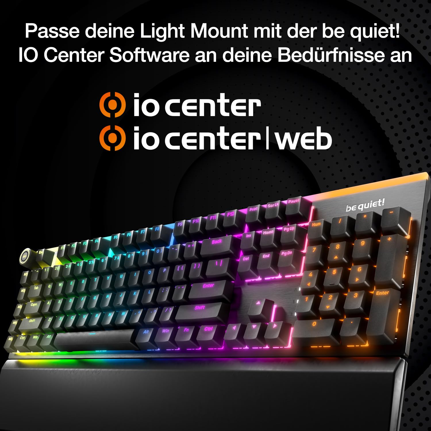 be quiet! Light Mount Silent Linear DE ISO Tastatur, mechanische Switches, schneller Tastenanschlag, 3 Schichten Dämmung, ab Werk geschmierte Schalter, Hot-Swap-Funktion, PBT-Double-Shot-Tastenkappen 8