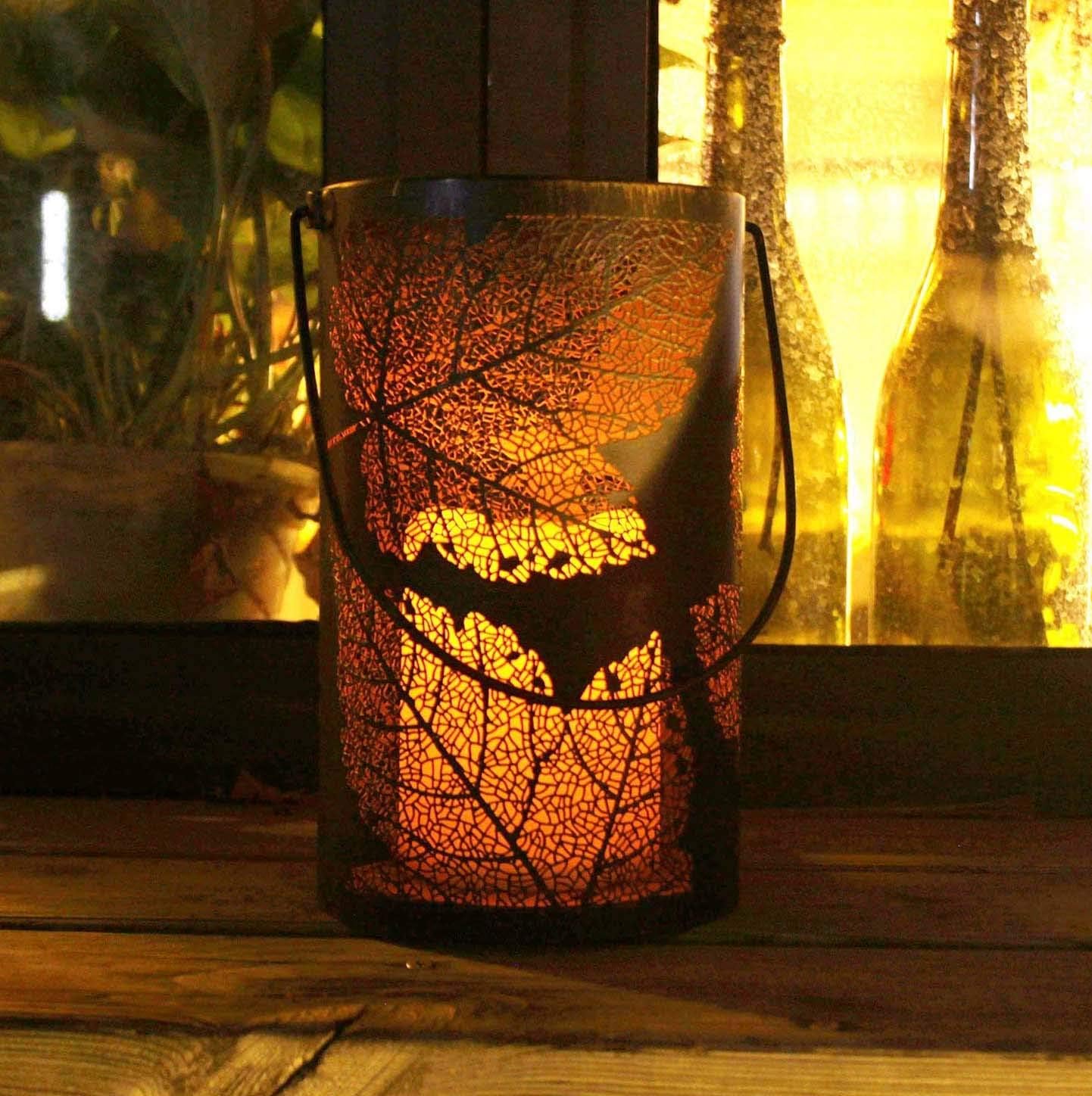 Solar Lights Lanterns Outdoor Ornaments Gift Solar Table Hanging Lights for Garden Patio Yard Park(Silver) (Silver-1)