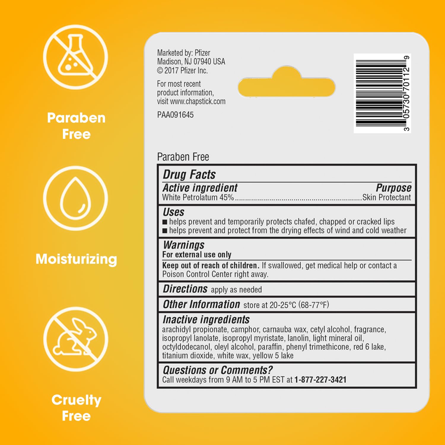 ChapStick Classic Original Lip Balm – Moisturizing Lip Care for Dry, Cracked Lips, 0.15 Oz Ea