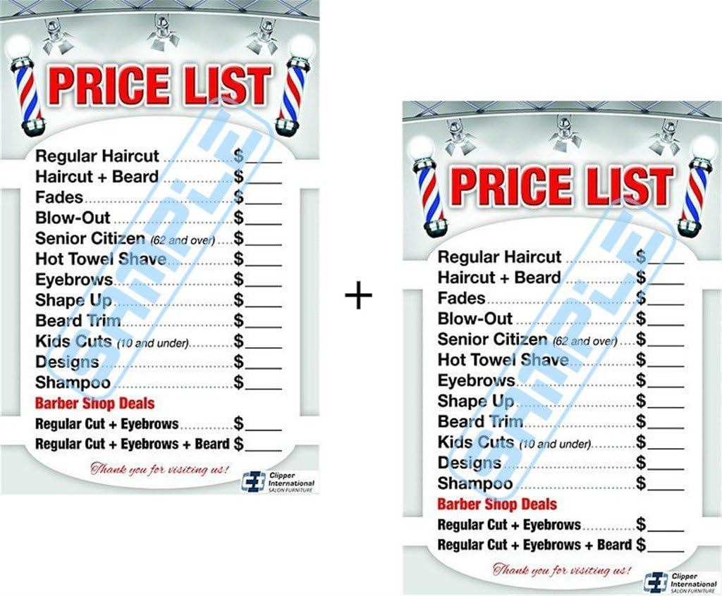 Amazon Com Barber Posters Price List For Barber Shop In A Combo 24 W X 36 H Already Laminated Everything Else