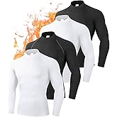 CYPER SUN 4 Pack Thermal Mock Turtleneck Compression Shirts Men Long Sleeve Fleece Lined Base Layer Undershirt for Winter