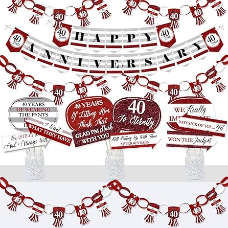 Amazon Co Jp Big Dot Of Happiness We Still Do 40周年 結婚記念日 バナーと写真ブースのデコレーション 記念パーティー用品キット おもてなしセット おもちゃ