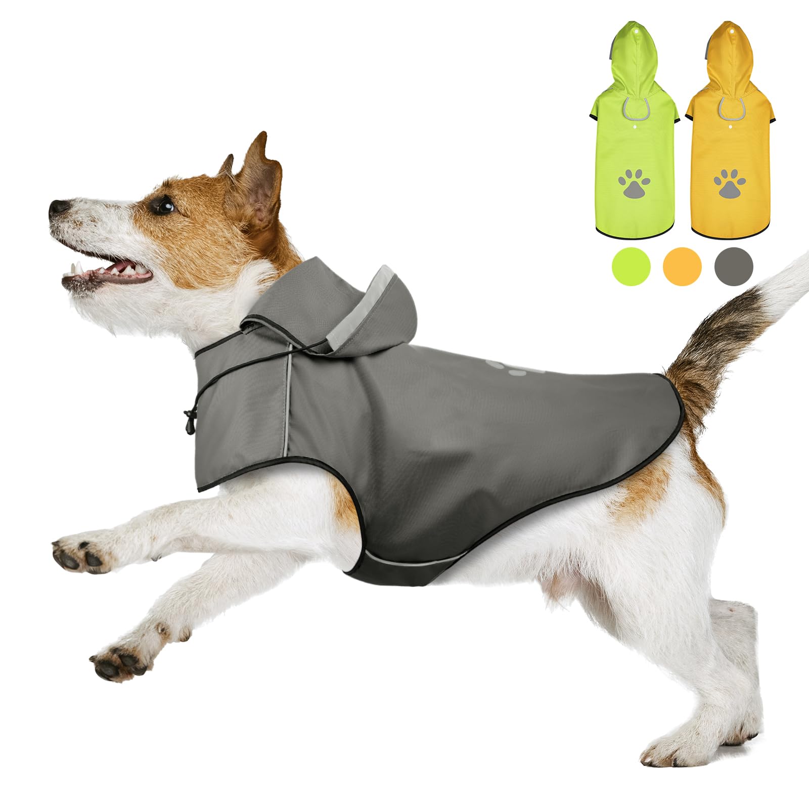 犬レインコート DQGHQME 犬 カッパ 梅雨対策 犬 、 通気 帽子付 散歩用 犬カッパ 夜間反射 犬 リード穴あり 犬の 防水ジャケット 着脱簡単、犬用雨具 完全防水 多サイズ の商品画像