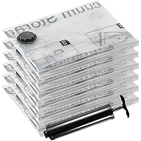 Space Saver Bags (6 Small) Vacuum Storage Sealer Bags for Blankets Clothes Pillows Comforters with Hand Pump - 6 Small