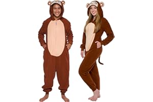 Funziez! Slim Fit Adult Onesie - Animal Halloween Costume - Plush Unisex One Piece Cosplay Suit for Women and Men