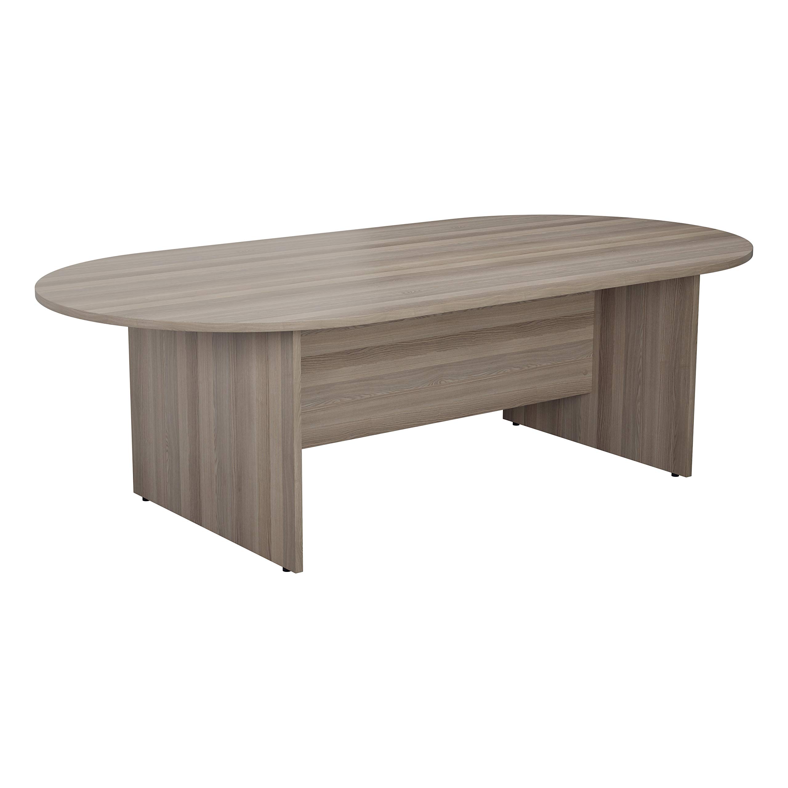 Office Hippo - Large Boardroom Table 180x100x73cm Modern Grey Oak Radial D-End Table For Commercial Office Meeting Room. Sturdy Build, FSC Certified With Heat And Stain Resistant Table Top