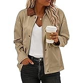 EVALESS Jackets for Women Fall Fashion 2025 Lightweight Coat Button Down Cropped Shackets With Pockets