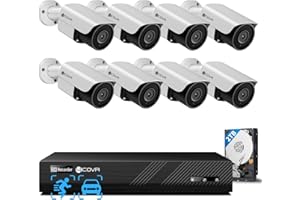 FORCOVR 4COVR PoE Security Camera System, 8CH 4K H.265 NVR with 2TB HDD, AI Human Vehicle Detection, 8Pcs 5MP Commercial IP67 IP Bullet Camera Built-in Mic Night Vision, 24/7 Recording, LY37EX5M0808