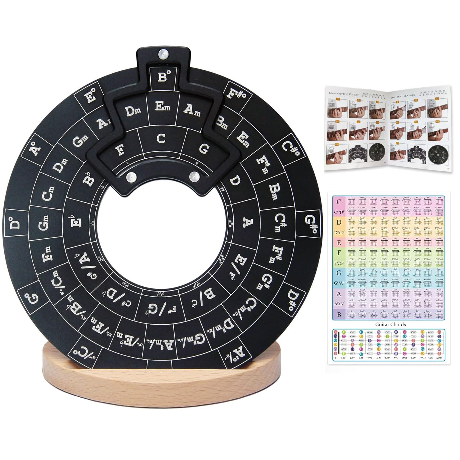 Photo 1 of Rockhouse Circle of Fifths Wheel Metal Melody Tool Chord Wheel with Stand Holder - Music Theory Learning Tool for Guitar Piano Musicians Songwriting
