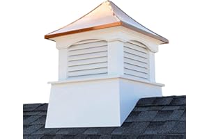 Good Directions Vinyl Coventry Louvered Cupola with Pure Copper Roof, Maintenance Free Solid Cellular PVC Vinyl, 54" x 75", Reinforced Roof and Louvers, Cupolas