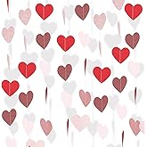 Valentine's Day Heart Garland Decorations - 39.2FT 4 Strands Pink Red Glitter.Mother’s Day, Bridal Shower, Engagement, Wedding, Anniversary, Baby Shower, Birthday - Pink Party Decorations