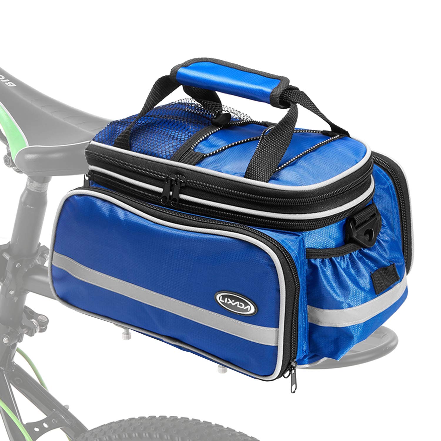 Lixada Waterproof Bicycle Rear Seat Bag Cycling Bike Trunk Bag Bike Pannier Bag Shoulder Bag with Rain Cover