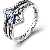 YFN Cross Ring Vintage Tone Sterling Silver With God All Things Are Possible CZ Band Rings Size 6-10