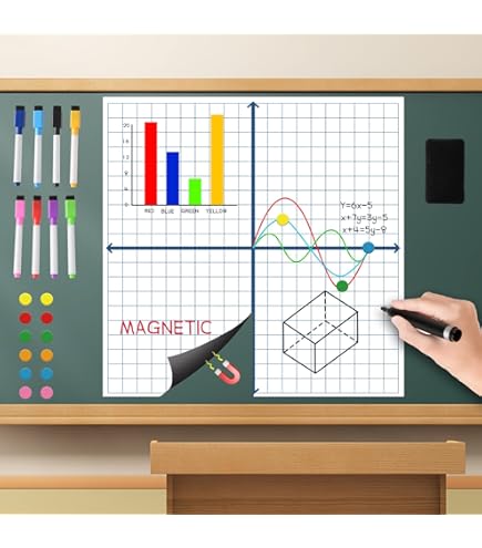 Jumbo Magnetic X-Y Coordinate Grid – 4-teilig, Trocken Abwischbar, 66x66 Cm