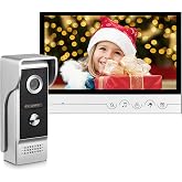 AMOCAM 1080P Wired Video Doorbell Intercom System with 9 Inches Monitor | Video Doorbell Door Phone Kits with HD Camera Support Unlock, Monitoring, Dual-way Intercom for Villa Home Office Apartment