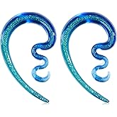 YOFANST 2PCS Ear Tapers Glass Spiral Expander Gauges Ear Plugs Handmade Earrings Stretching Body Piercings Jewelry 4G-1/2'' 5-12mm for Women Men
