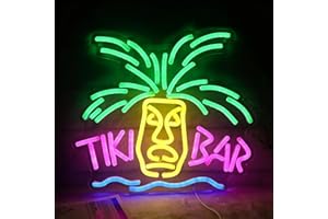 Tiabuy TIKI Bar Neon Signs LED Bar Sign Wall Decor Tiki Mask Neon Lights Beer Bar Pub Home Party Store Shop Recreation Room Home Room Window Restau
