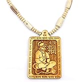 BRIJ HAAT Handmade Wooden Lord Hanuman Pendant with Tulsi Beads Mala Necklace, Indian Religious Jewelry (T2 hanuman)
