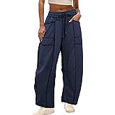 Athlisan Womens Baggy Barrel Pants Wide Leg Lounge Drawstring Sweatpants with Pockets