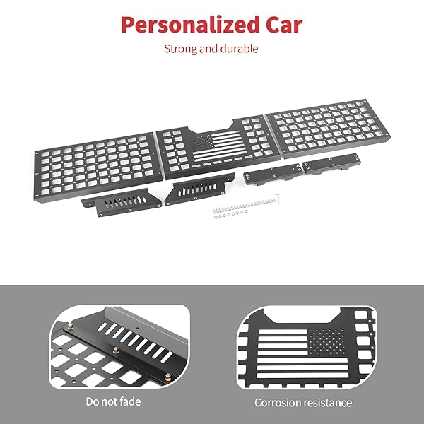LINSKIP TAILGATE BED MOLLE EXPANSION PANEL COMPATIBLE WITH 2024 2025 TESLA CYBERTRUCK, REAR GATE MOLLE RACKS, CARGO CARRIER TOOL ORGANIZER, EXTERIOR ACCESSORIES