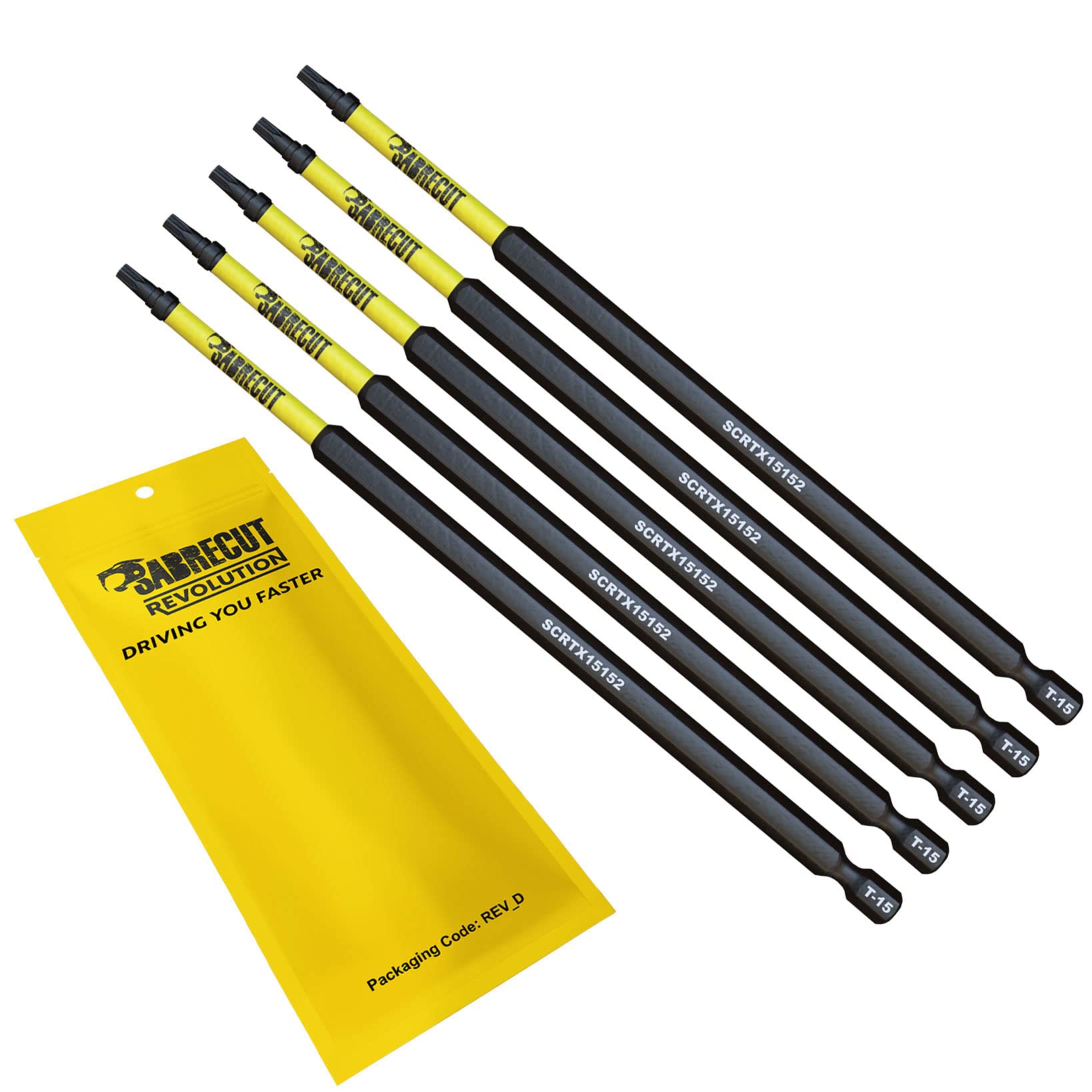 5 x SabreCut SCTX15152_5 152mm T15 TX15 Magnetic Impact Screwdriver Driver Bits Set Torx Heavy Duty