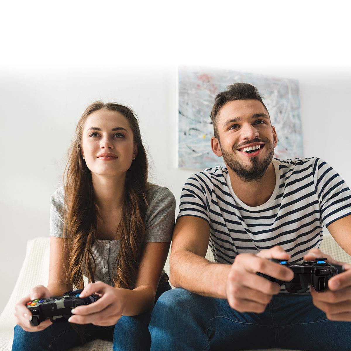 EasySMX Wireless 2.4g Game Controller Support PC (Windows XP/7/8/8.1/10) and PS3, Android, Vista, TV Box Portable Gaming Joystick Handle (Wireless Game Controller Camouflage)