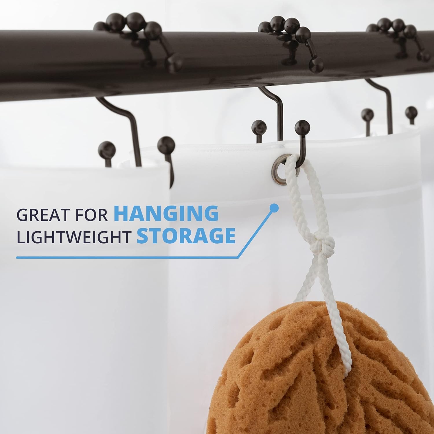 Maytex Shower Curtain Hooks Rust-Resistant Metal Double Roller Glide, Rings for Bathroom, Set of 12, Oil Rubbed Bronze: Home & Kitchen