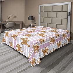 Ambesonne Gingerbread Man Flat Sheet, Kids Pattern