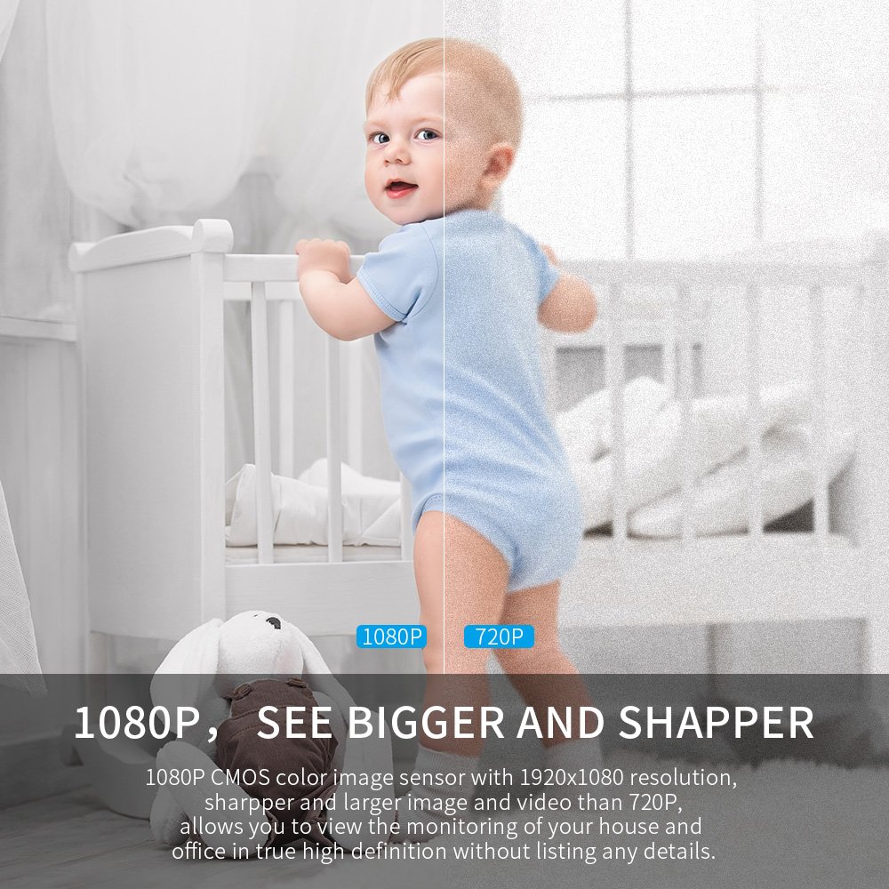 KEEKOON HD Wireless IP Camera Two-way Audio Night Vision 2.4GHz & 1080P for Pet Baby Monitor, Home Security Motion Detection with Micro SD Card Slot