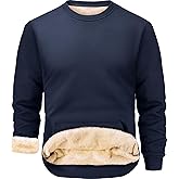 Peakwell Men's Fleece Lined Sweatshirts Warm Winter Long Sleeve Crewneck Sweater Thermal Pullover with Pocket